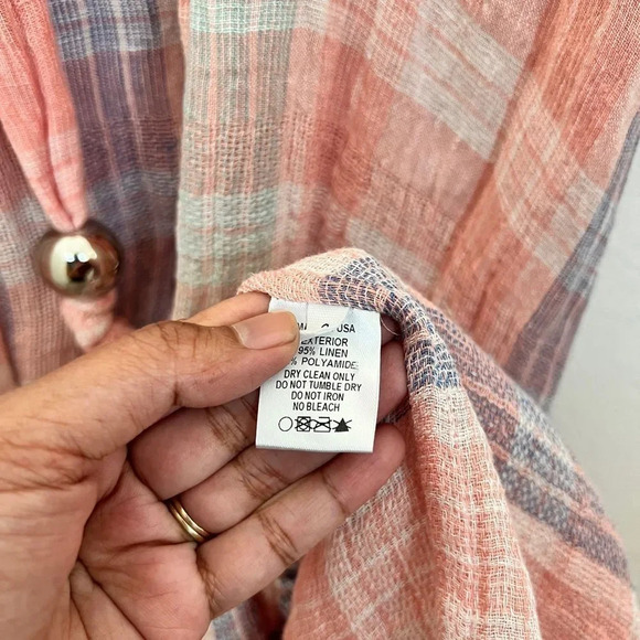 Lisa Marie Fernandez Linen Laure Madres Multi Plaid Gauze Midi Dress sz 0 - Picture 7 of 7